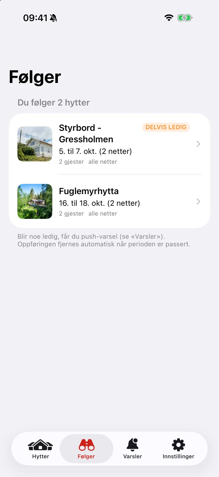 Hytter du følger